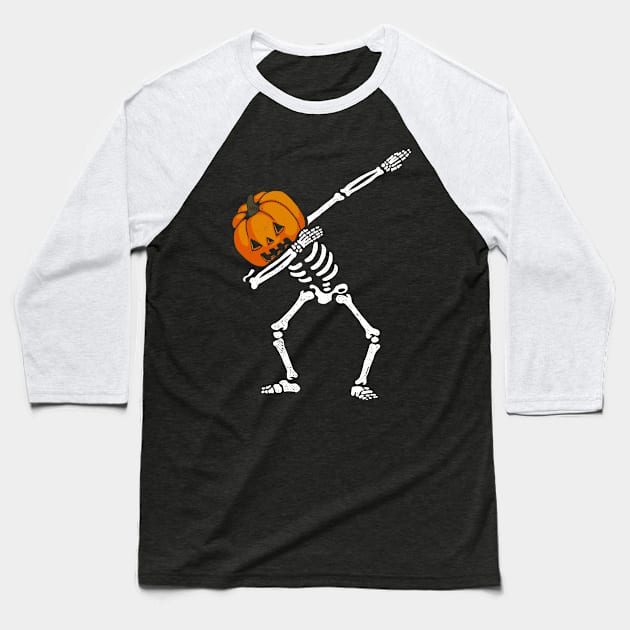 Dabbing Skeleton Type Vintage Retro Look Baseball T-Shirt by vo_maria